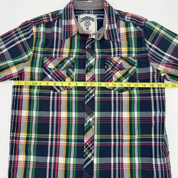 Company 81 Men's Bright Colored Short Sleeve Plaid Shirt Navy Pink Green Medium - Picture 10 of 14
